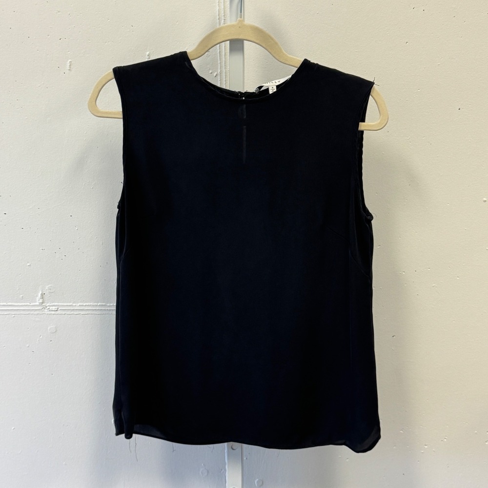 Milly Black Silk Blend Sleeveless Blouse Keyhole Back Top Size 4 Made in USA